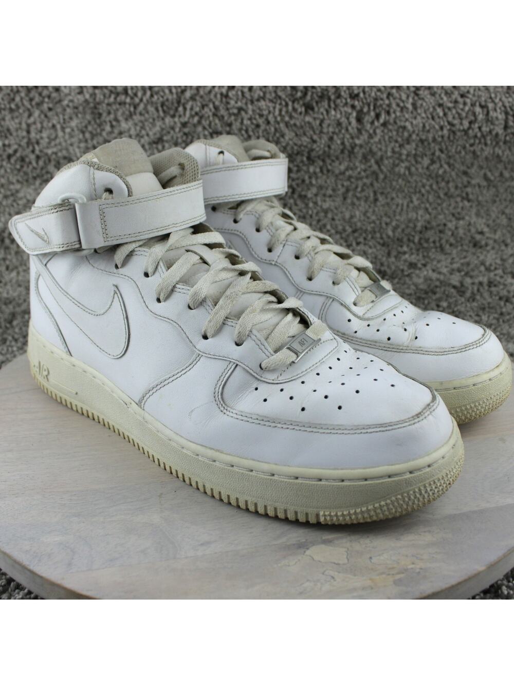 Nike Air Force 1 Mid 07 Triple White Leather Sneakers Men 11